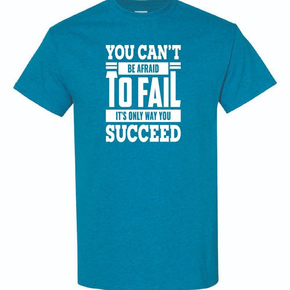 Bundle up to save - Short Sleeve T-shirt - You Cant Be Afraid - Antique Sapphire - Picture 2 of 4